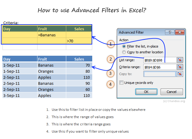 how to use advanced filters in excel for mac